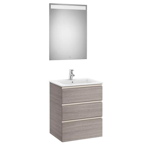 Conjunto Pack The Gap (mueble base c/3 cajones, lavabo central y espejo LED) 605x460x763 mm, azul mate, (A851517548)