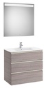 Conjunto Pack The Gap (mueble base c/3 cajones, lavabo central y espejo LED) 805x460x763 mm, roble city text., (A851519402)