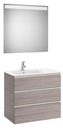 Conjunto Pack The Gap (mueble base c/3 cajones, lavabo izquierda y espejo LED) 805x460x763 mm, roble city text., (A851520402)