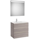 Conjunto Pack The Gap (mueble base c/3 cajones, lavabo izquierda y espejo LED) 805x460x763 mm, nogal, (A851520517)