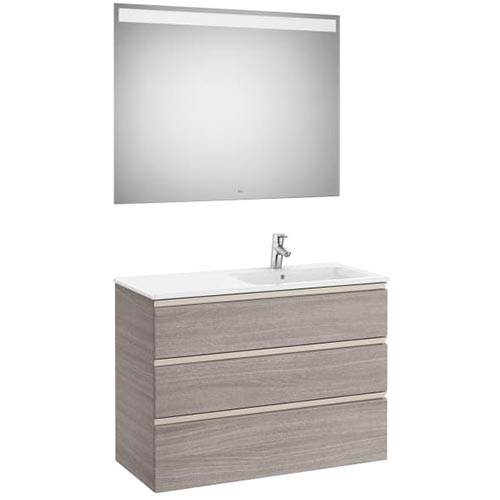 Conjunto Pack The Gap (mueble base c/3 cajones, lavabo derecha y espejo LED) 1005x460x763 mm, azul mate, (A851523548)