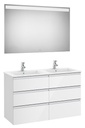 Conjunto Pack The Gap (mueble base c/6 cajones, lavabo doble y espejo LED) 1200x460x763 mm, blanco brillo, (A851524806)