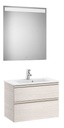 Conjunto Pack The Gap (mueble base compacto c/2 cajones, lavabo y espejo LED) 705x380x537 mm, fresno nórdico, (A851527434)