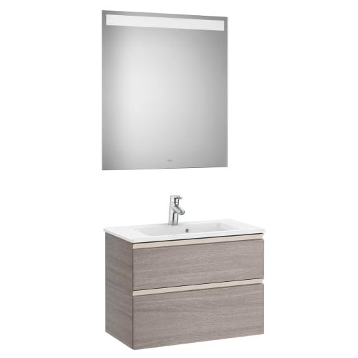 Conjunto Pack The Gap (mueble base compacto c/2 cajones, lavabo y espejo LED) 705x380x537 mm, azul mate, (A851527548)