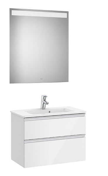 Conjunto Pack The Gap (mueble base compacto c/2 cajones, lavabo y espejo LED) 705x380x537 mm, blanco brillo, (A851527806)