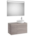 Mueble base Pack The Gap c/2 cajones, p/lavabo de sobre encimera derecha y espejo LED, 900x460x537 mm, blanco mate, (A851533509)
