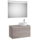 Mueble base Pack The Gap c/2 cajones, p/lavabo de sobre encimera derecha y espejo LED, 900x460x537 mm, azul mate, (A851533548)