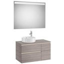 Mueble base Pack The Gap c/2 cajones, p/lavabo de sobre encimera izq. y espejo LED, 900x460x537 mm, blanco mate, (A851534509)