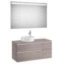 Mueble base Pack The Gap c/2 cajones, p/lavabo de sobre encimera izq. y espejo LED, 1100x460x537 mm, gris mate, (A851536547)
