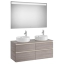 Mueble base Pack The Gap c/4 cajones, p/2 lavabos de sobre encimera y espejo LED, 1200x460x537 mm, nogal, (A851537517)