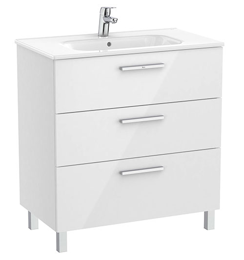 Conjunto Unik Family New Victoria (mueble base c/3 cajones y lavabo) 805x453x741 mm, blanco brillo, (A851597806)