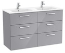 Conjunto Unik New Victoria (mueble base c/6 cajones y lavabo doble) 1190x453x741 mm, gris brillo, (A851601516)