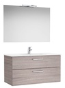 Conjunto Pack New Victoria (mueble base c/2 caj., lavabo, espejo, aplique LED) 1005x453x513 mm, roble city tex., (A851605402)