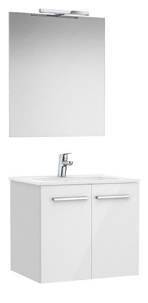 Conjunto Pack New Victoria (mueble base c/puertas, lavabo, espejo y aplique LED) 600x453x515 mm, blanco brillo, (A851658806)