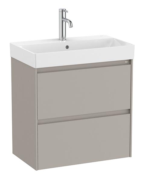Conjunto Unik Ona (mueble base compacto c/2 cajones y lavabo de FINECERAMIC) 600x360x645 mm, gris mate, (A851684510)