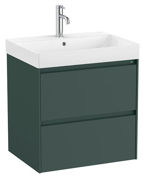Conjunto Unik Ona (mueble base c/2 cajones y lavabo de FINECERAMIC) 600x460x645 mm, verde mate, (A851688513)