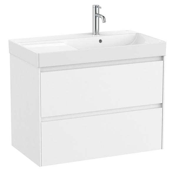 Conjunto Unik Ona (mueble base c/2 cajones y lavabo de FINECERAMIC a la derecha) 800x460x645 mm, blanco mate, (A851690509)