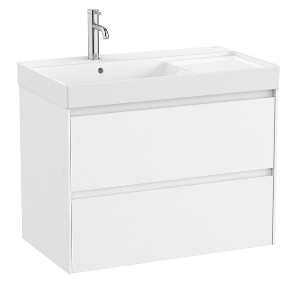 Conjunto Unik Ona (mueble base c/2 cajones y lavabo de FINECERAMIC a la izquierda) 800x460x645 mm, blanco mate, (A851692509)