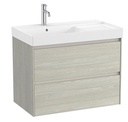 Conjunto Unik Ona (mueble base c/2 cajones y lavabo de FINECERAMIC a la izquierda) 800x460x645 mm, roble claro, (A851692512)
