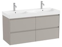 Conjunto Unik Ona (mueble base c/4 cajones y lavabo doble de FINECERAMIC) 1200x460x645 mm, gris mate, (A851694510)