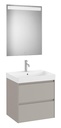 Conjunto Pack Ona (mueble base c/2 cajones, lavabo de FINECERAMIC y espejo LED) 600x460x645 mm, gris mate, (A851704510)