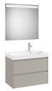 Conjunto Pack Ona (mueble base c/2 cajones, lavabo de FINECERAMIC dcha. y espejo LED) 800x460x645 mm, gris mate, (A851706510)