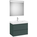 Conjunto Pack Ona (mueble base c/2 cajones, lavabo de FINECERAMIC cen. y espejo LED) 800x460x645 mm, verde mate, (A851707513)