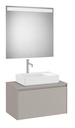Conjunto Pack Ona (mueble base c/1 cajón, lavabo FINECERAMIC sobreenc., espejo LED) 794x457x443 mm, gris mate, (A851712510)