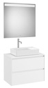 Conjunto Pack Ona (mueble base c/2 caj., lav. FINECERAMIC sobreenc. cent., espejo LED) 794x457x583 mm, blanco mate, (A851716509)