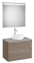 Conjunto Pack Ona (mueble base c/2 caj., lav. FINECERAMIC sobreenc. cent., espejo LED) 794x457x583 mm, olmo oscuro, (A851716511)