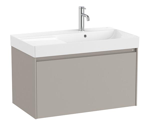 Conjunto Unik Ona (mueble base c/1 cajón y lavabo a la derecha de FINECERAMIC) 800x460x505 mm, gris mate, (A851719510)