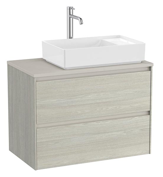 Mueble base Ona c/2 cajones, p/lavabo de sobre encimera a la derecha, 794x457x583 mm, roble claro, (A851727512)