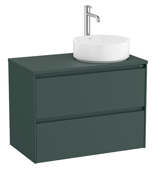 Mueble base Ona c/2 cajones, p/lavabo de sobre encimera a la derecha, 794x457x583 mm, verde mate, (A851727513)