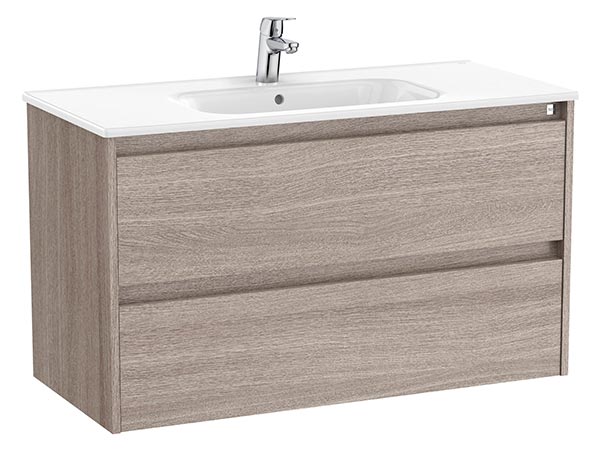 Conjunto Unik Tenet (mueble base c/2 cajones y lavabo) 985x460x565 mm, roble city texturizado, (A851778402)