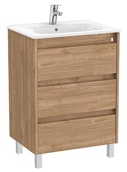 Conjunto Unik Tenet (mueble base c/3 cajones y lavabo) 585x460x740 mm, nogal, (A851779517)