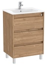 Conjunto Unik Tenet (mueble base c/3 cajones y lavabo) 585x460x740 mm, nogal, (A851779517)
