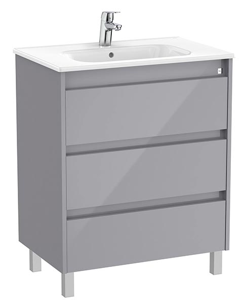 Conjunto Unik Tenet (mueble base c/3 cajones y lavabo) 685x460x740 mm, gris brillante, (A851780516)