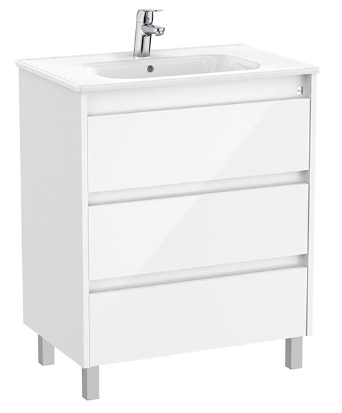 Conjunto Unik Tenet (mueble base c/3 cajones y lavabo) 685x460x740 mm, blanco brillo, (A851780806)