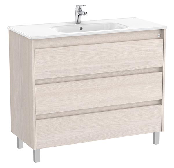 Conjunto Unik Tenet (mueble base c/3 cajones y lavabo) 985x460x740 mm, fresno nórdico, (A851782434)