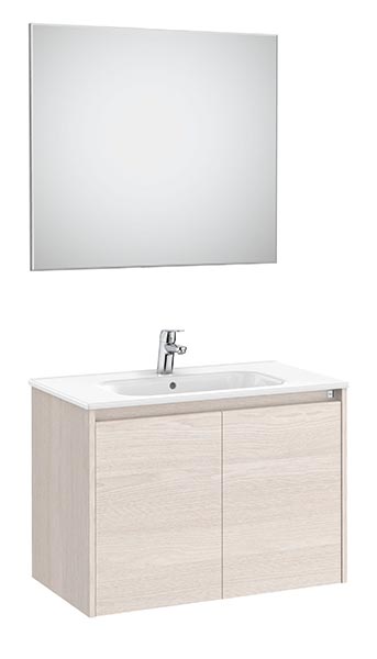 Conjunto Pack Tenet (mueble base c/2 puertas, lavabo, espejo y aplique LED) 785x460x565 mm, fresno nórdico, (A851784434)