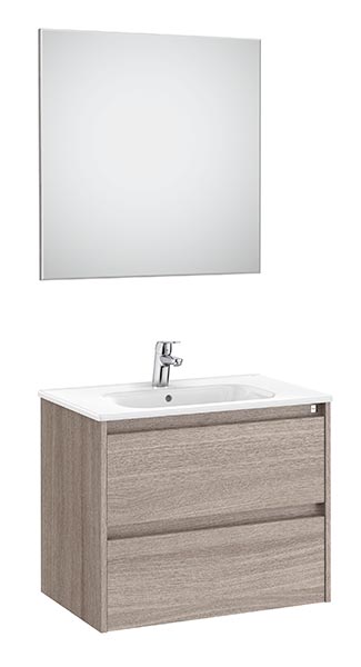 Conjunto Pack Tenet (mueble base c/2 cajones, lavabo, espejo y aplique LED) 685x460x565 mm, roble city texturizado, (A851786402)