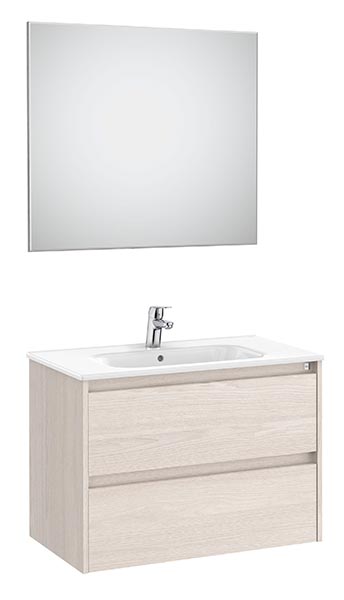 Conjunto Pack Tenet (mueble base c/2 cajones, lavabo, espejo y aplique LED) 785x460x565 mm, fresno nórdico, (A851787434)
