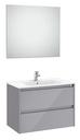 Conjunto Pack Tenet (mueble base c/2 cajones, lavabo, espejo y aplique LED) 785x460x565 mm, gris brillante, (A851787516)
