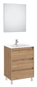 Conjunto Pack Tenet (mueble base c/3 cajones, lavabo, espejo y aplique LED) 585x460x740 mm, nogal, (A851789517)