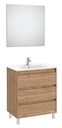 Conjunto Pack Tenet (mueble base c/3 cajones, lavabo, espejo y aplique LED) 685x460x740 mm, nogal, (A851790517)