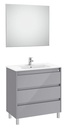 Conjunto Pack Tenet (mueble base c/3 cajones, lavabo, espejo y aplique LED) 785x460x740 mm, gris brillante, (A851791516)