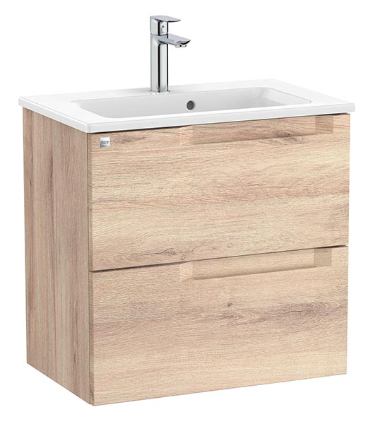 Conjunto Aleyda Unik (mueble base compacto c/2 cajones y lavabo) 605x380x565 mm, beige madera, (A851810524)