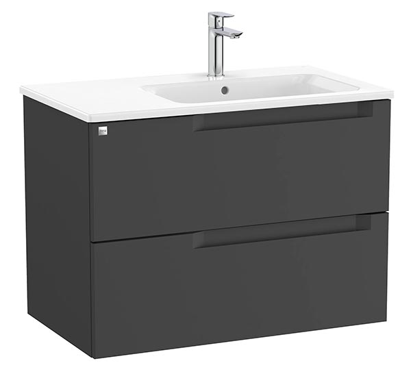 Conjunto Aleyda Unik (mueble base c/2 cajones y lavabo a la derecha) 805x460x565 mm, negro mate, (A851815523)
