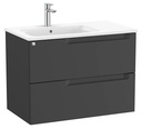 Conjunto Aleyda Unik (mueble base c/2 cajones y lavabo asimétrico a la izquierda) 805x460x565 mm, negro mate, (A851817523)