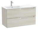 Conjunto Aleyda Unik (mueble base c/2 cajones y lavabo asimétrico a la izquierda) 1005x460x565 mm, blanco madera, (A851820525)